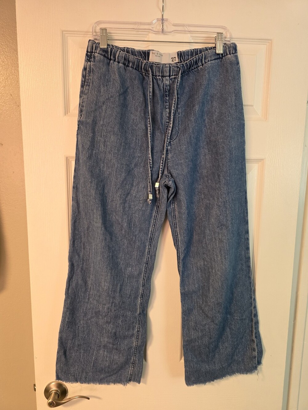rag & bone Elastic Waist Denim Pants - Blue Wash